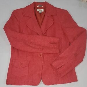 Talbots Peach Pink Italian Fabric 36 % Cotton Blazer Made In Thailand Size 4.